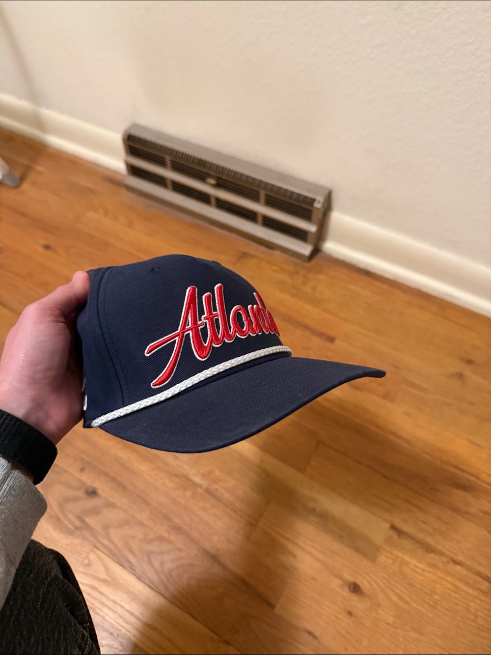Atlanta Script Rope-Trim Kids Cap - Navy - Picture 2 of 4